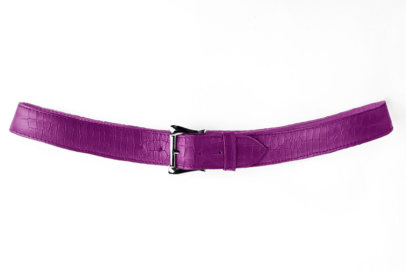 Mauve purple women's dress belt, matching pumps and bags. Made to measure. Profile view - Florence KOOIJMAN